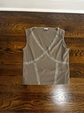 Cotton On Taupe Lace-Trim V-Neck Sleeveless Camisole